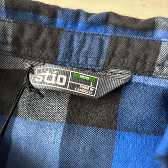 Stio Men’s Alpine Lake Plaid Flannel Button Down Shirt Size Large Blue New - Picture 6 of 8